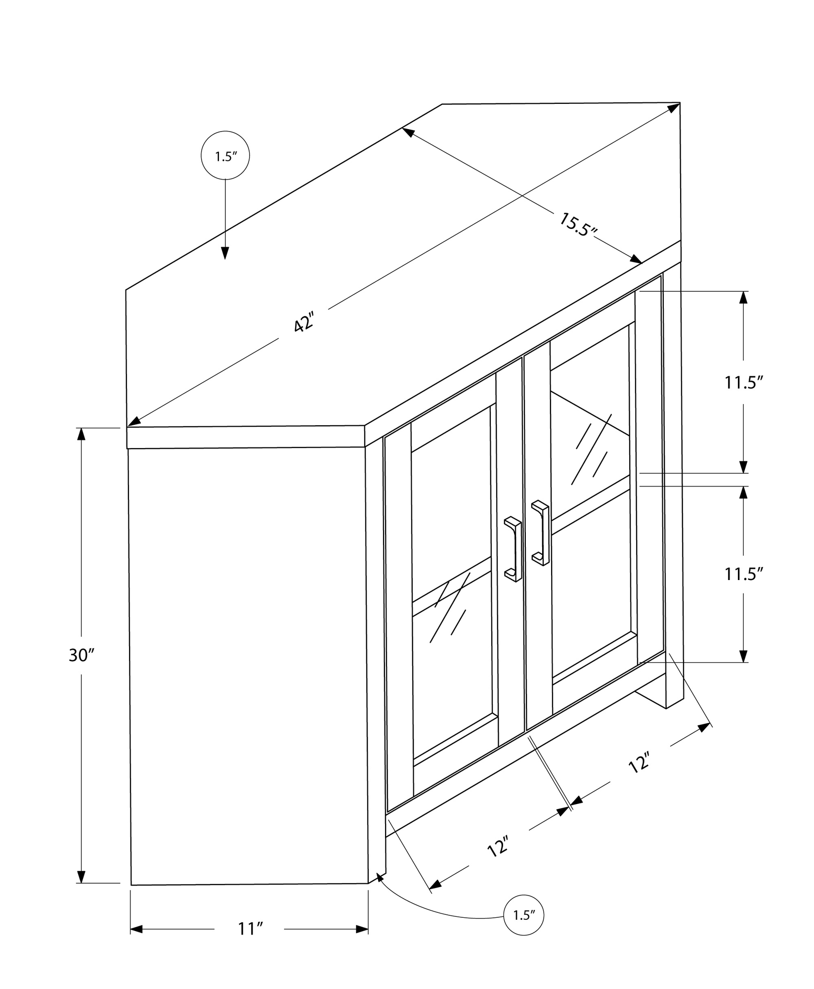 White Corner TV Stand With Glass Doors