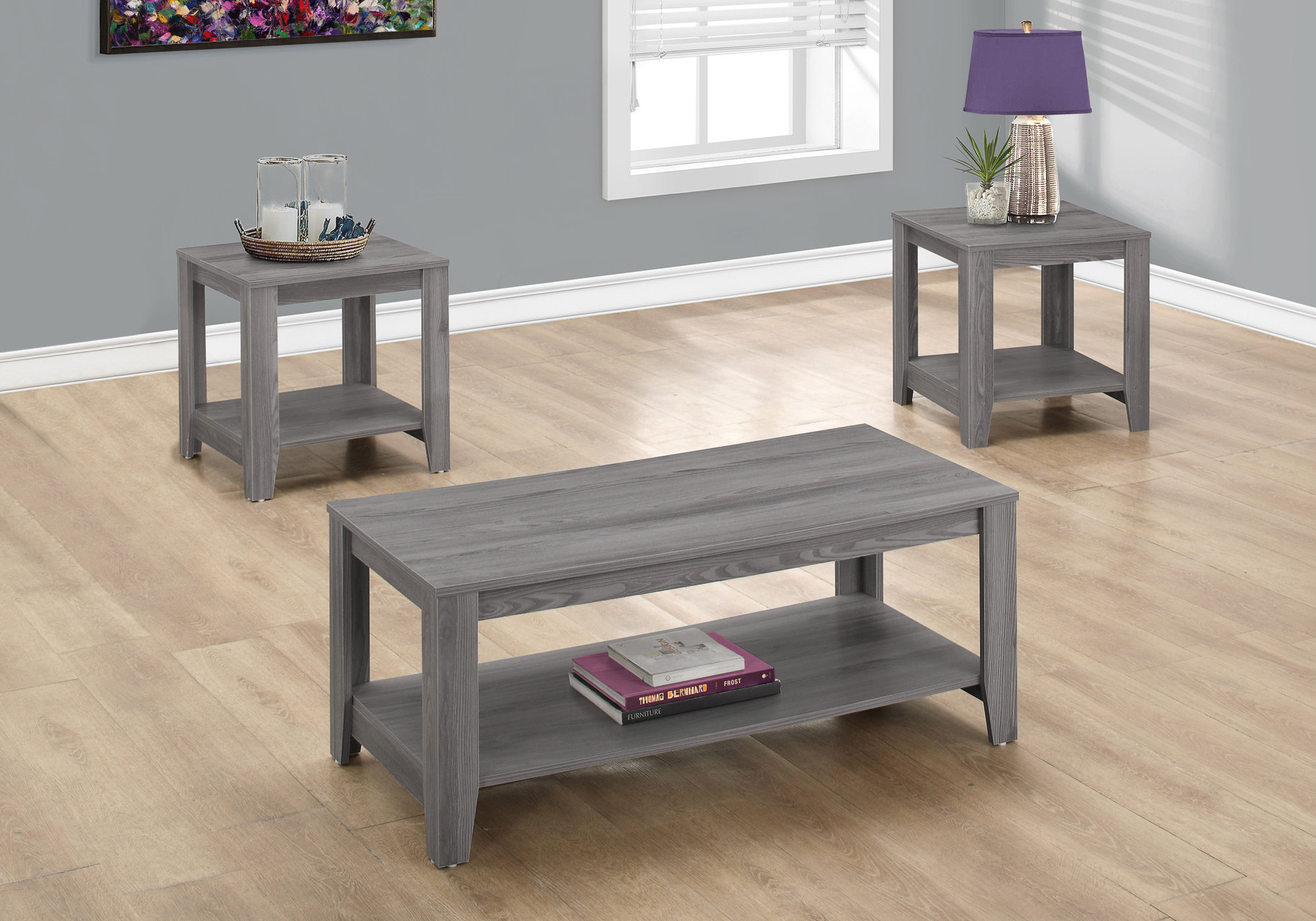 Grey Table Set 3Pcs Set