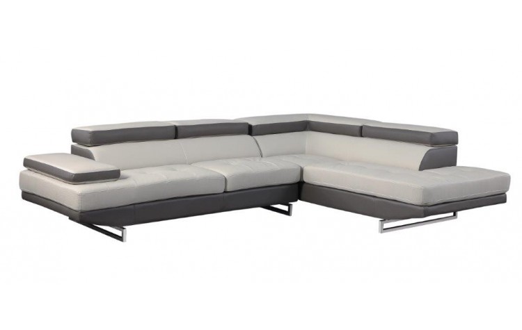 Gray Leather L Shaped Two Piece Corner Sectional-366196-1