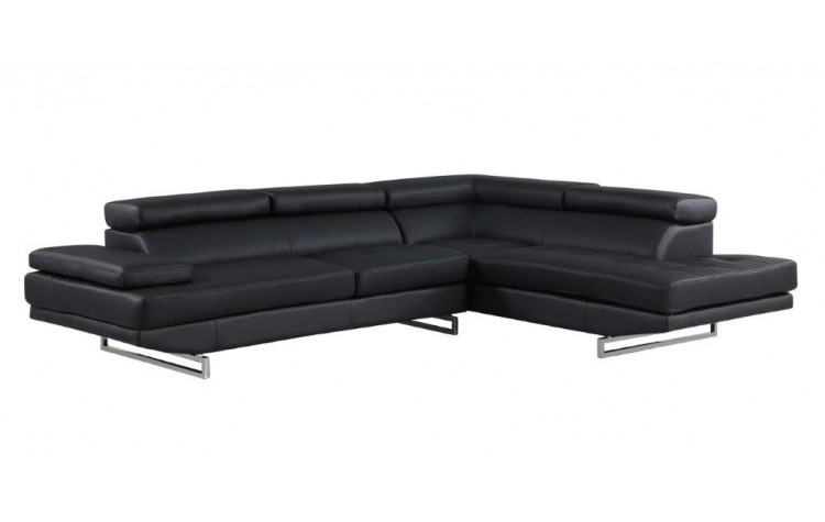 Black Leather L Shaped Two Piece Corner Sectional-366198-1