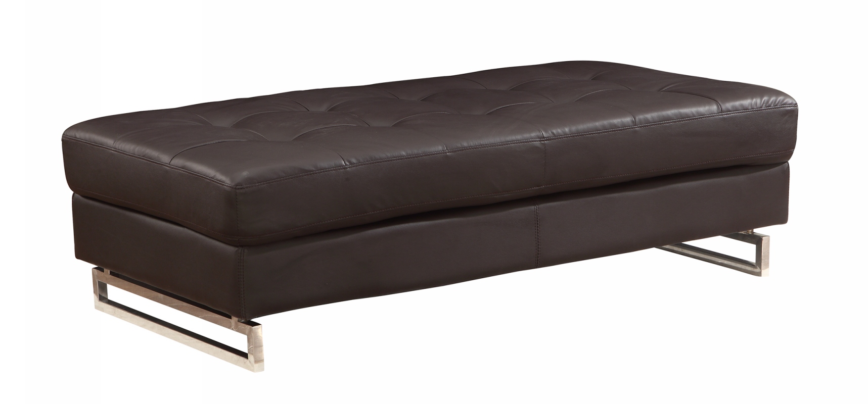63" Brown Faux Leather And Gold Ottoman-366203-1