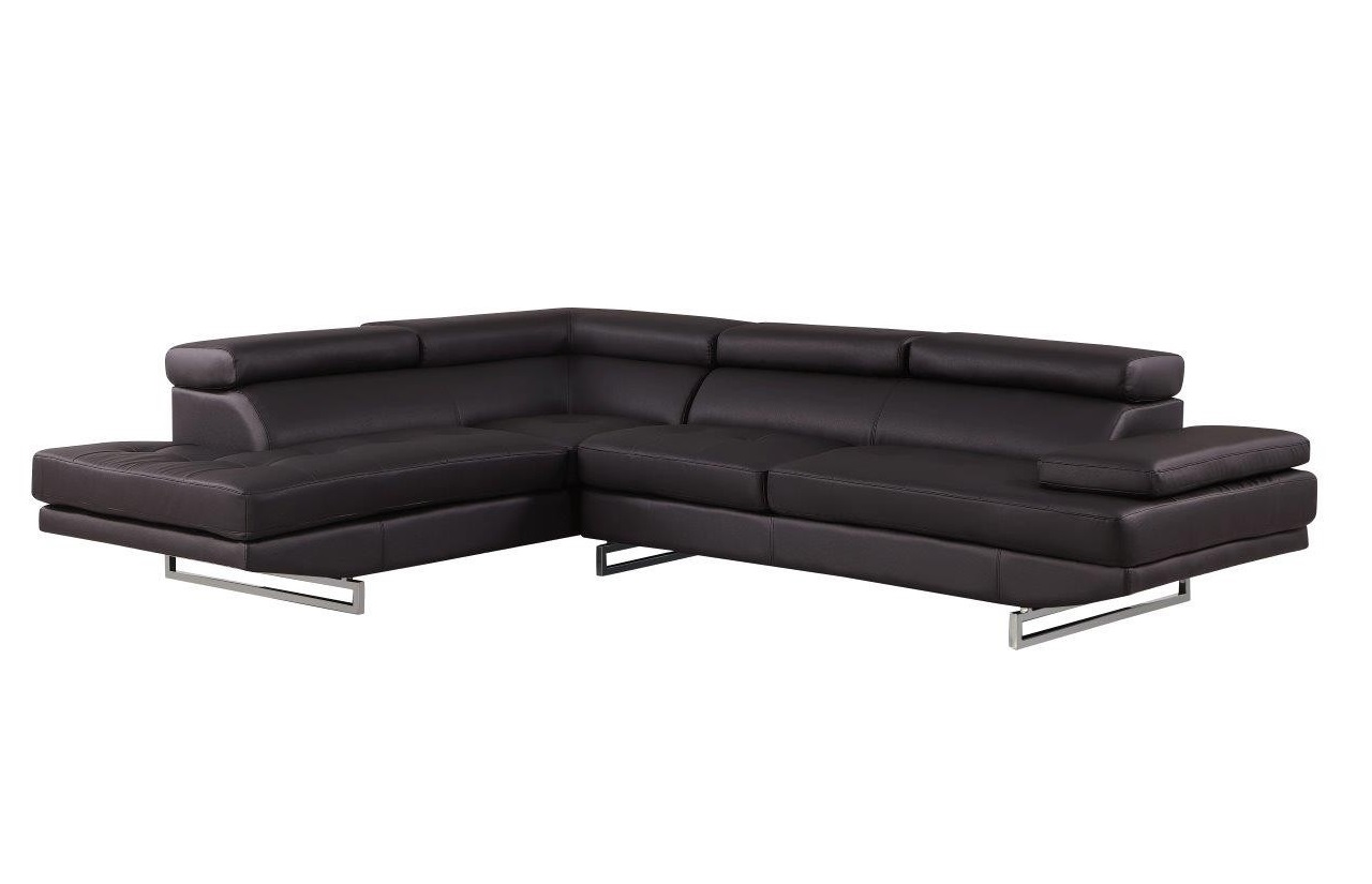 Black Leather L Shaped Two Piece Corner Sectional-366221-1