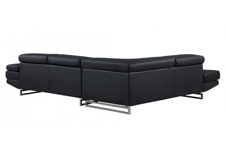 Black Faux Leather L Shaped Two Piece Corner Sectional-366223-1