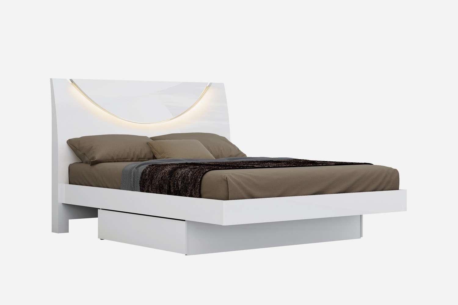 Solid Wood King White Bed-366255-1