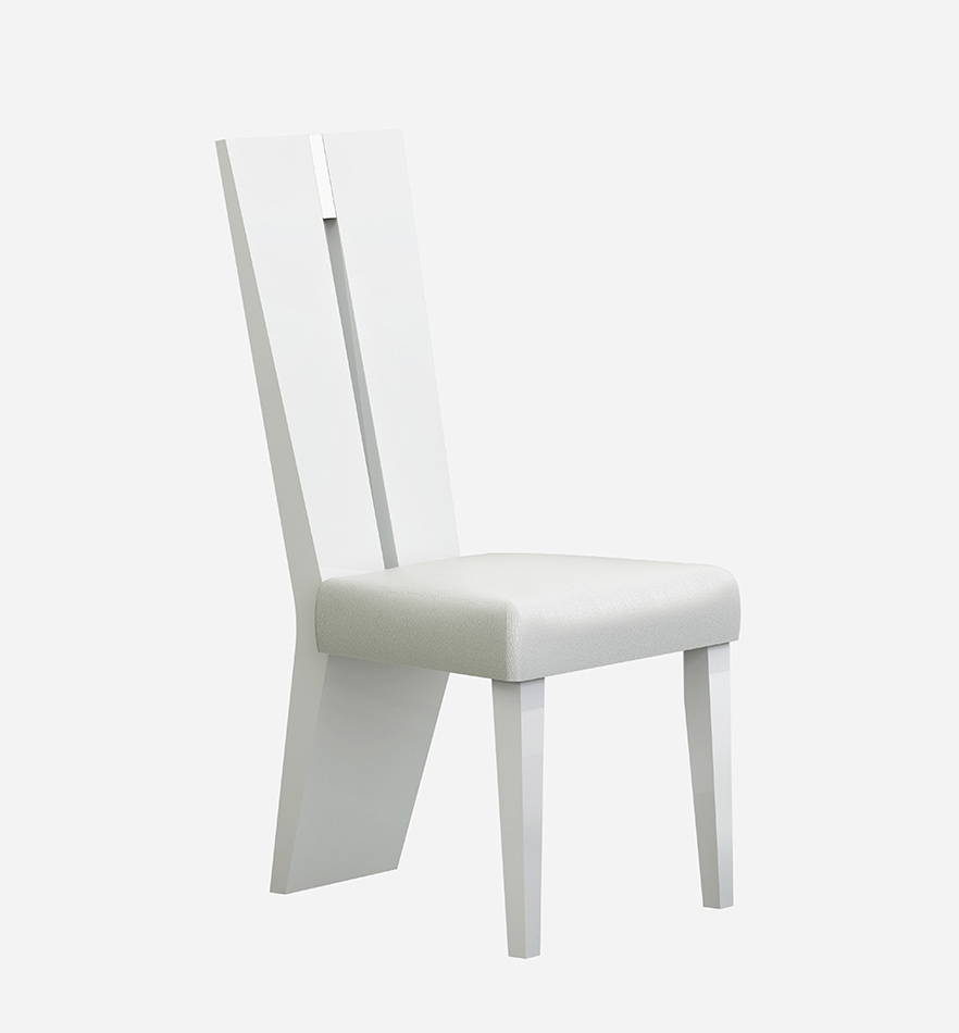 Set of Two Contemporary Sleek High Gloss White Dining Chairs-366265-1