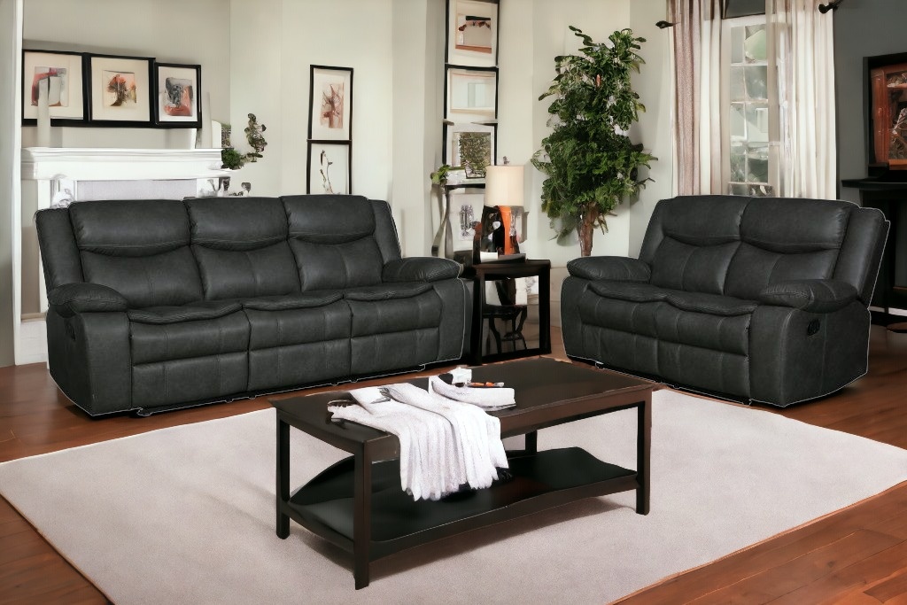 Two Piece Indoor Gray Microsuede Five Person Seating Set-366302-1