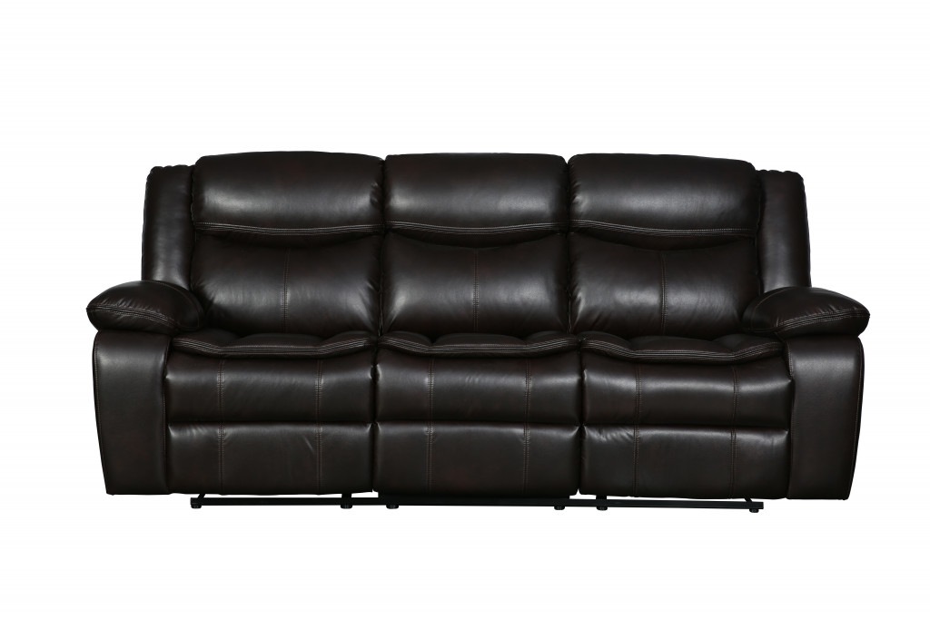 86" Brown And Black Italian Leather Sofa-366304-1