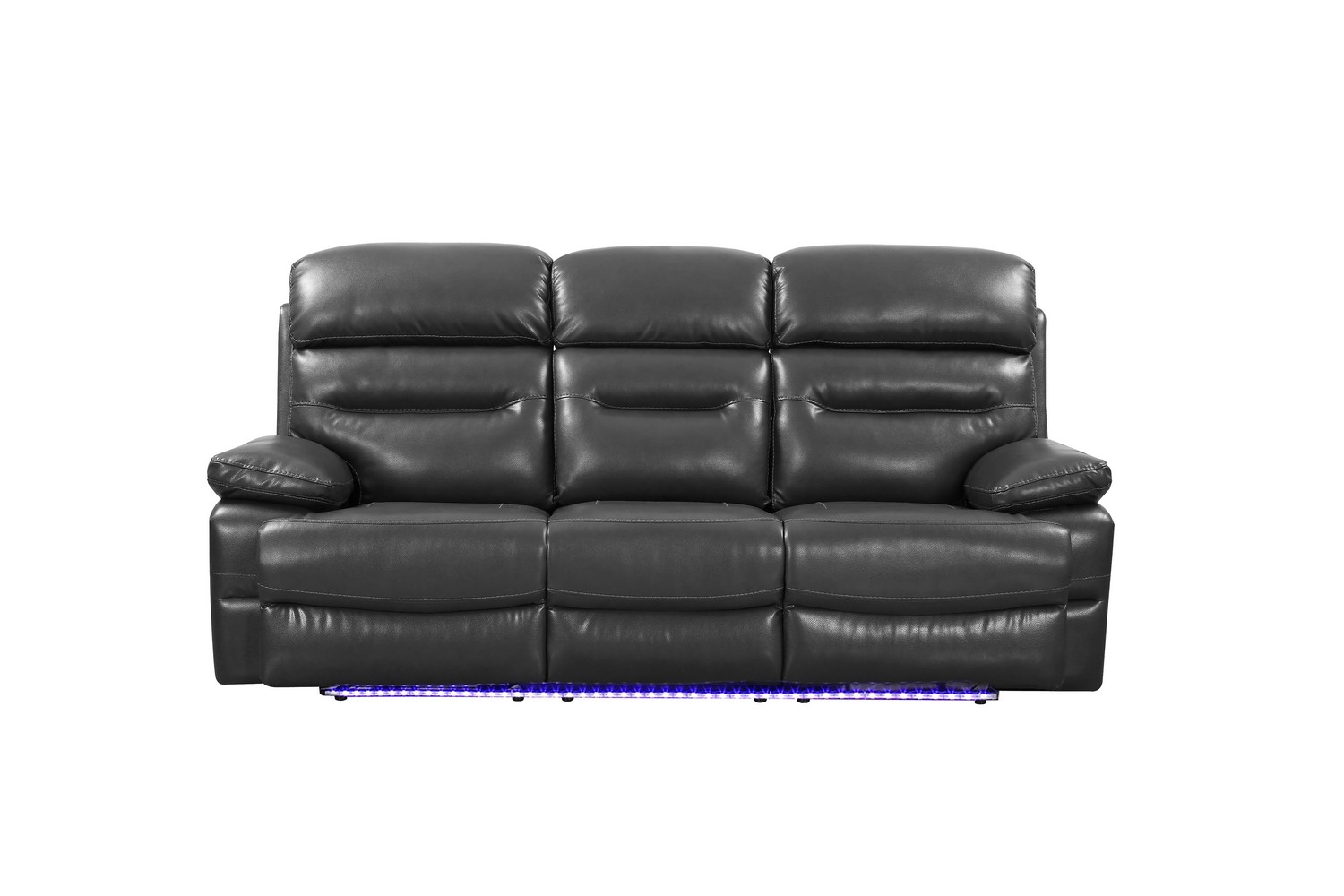 89" Gray And Black Faux Leather USB Sofa-366316-1