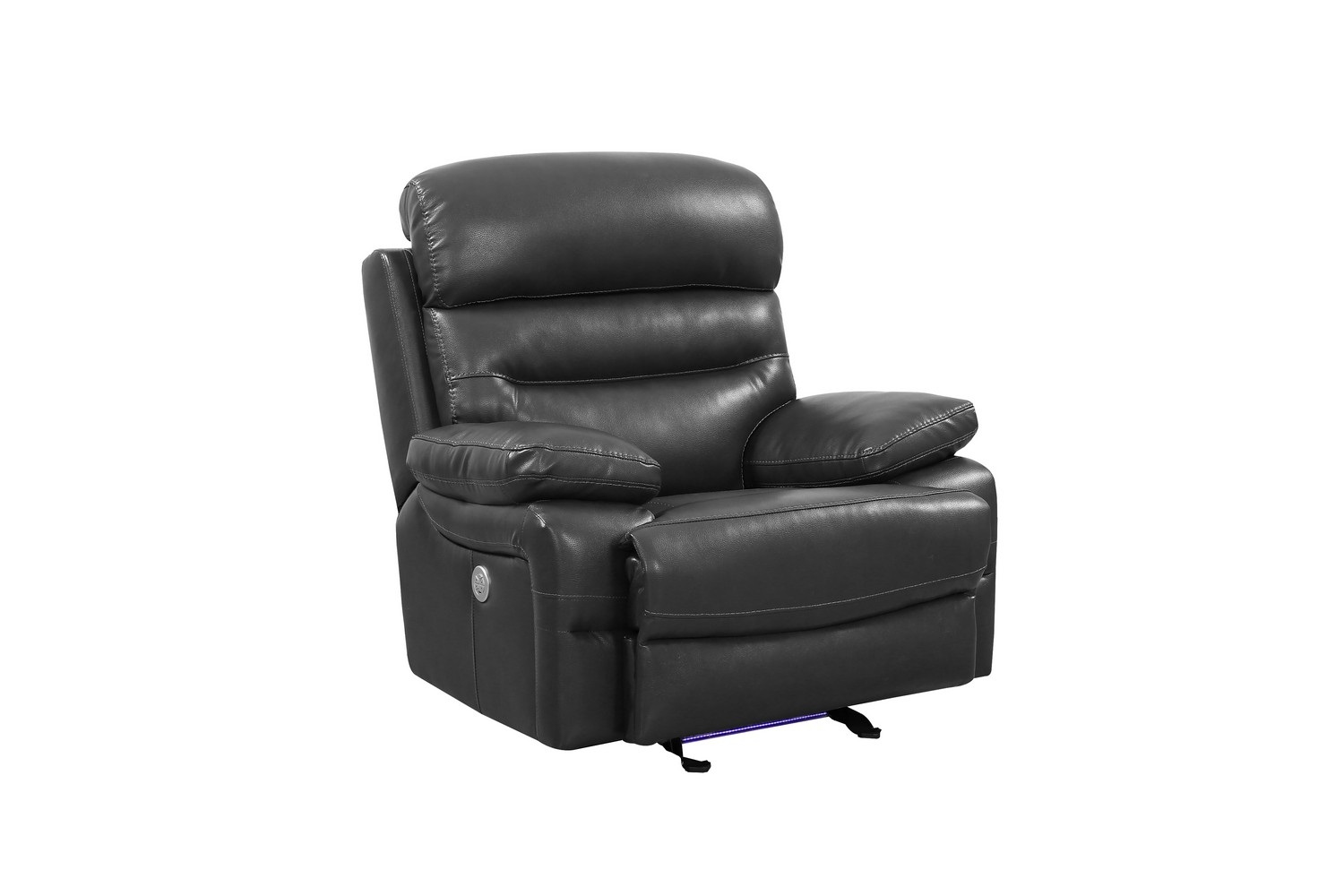 43" Grey Faux Leather Power Recliner Chair-366318-1