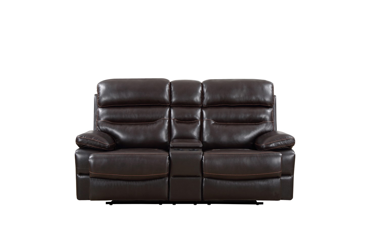 78" Brown Faux Leather Manual Reclining Love Seat With Storage-366322-1