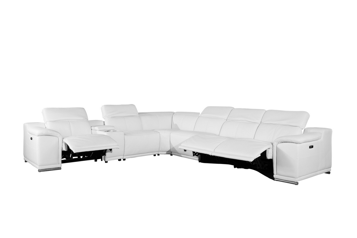 254" X 280" X 237.4" White Power Reclining 7PC Sectional