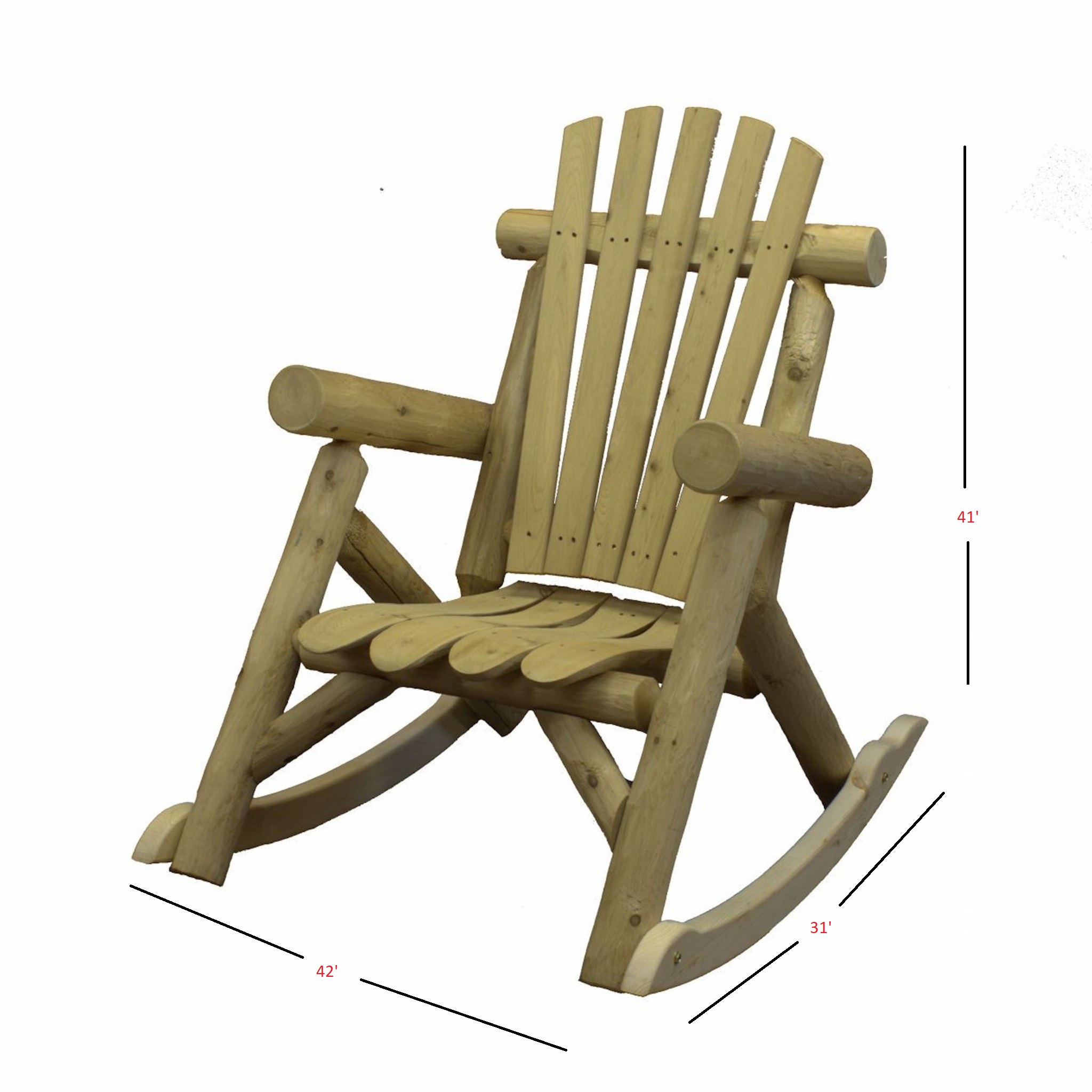 31" X 42" X 41" Natural Wood Rocking Chair