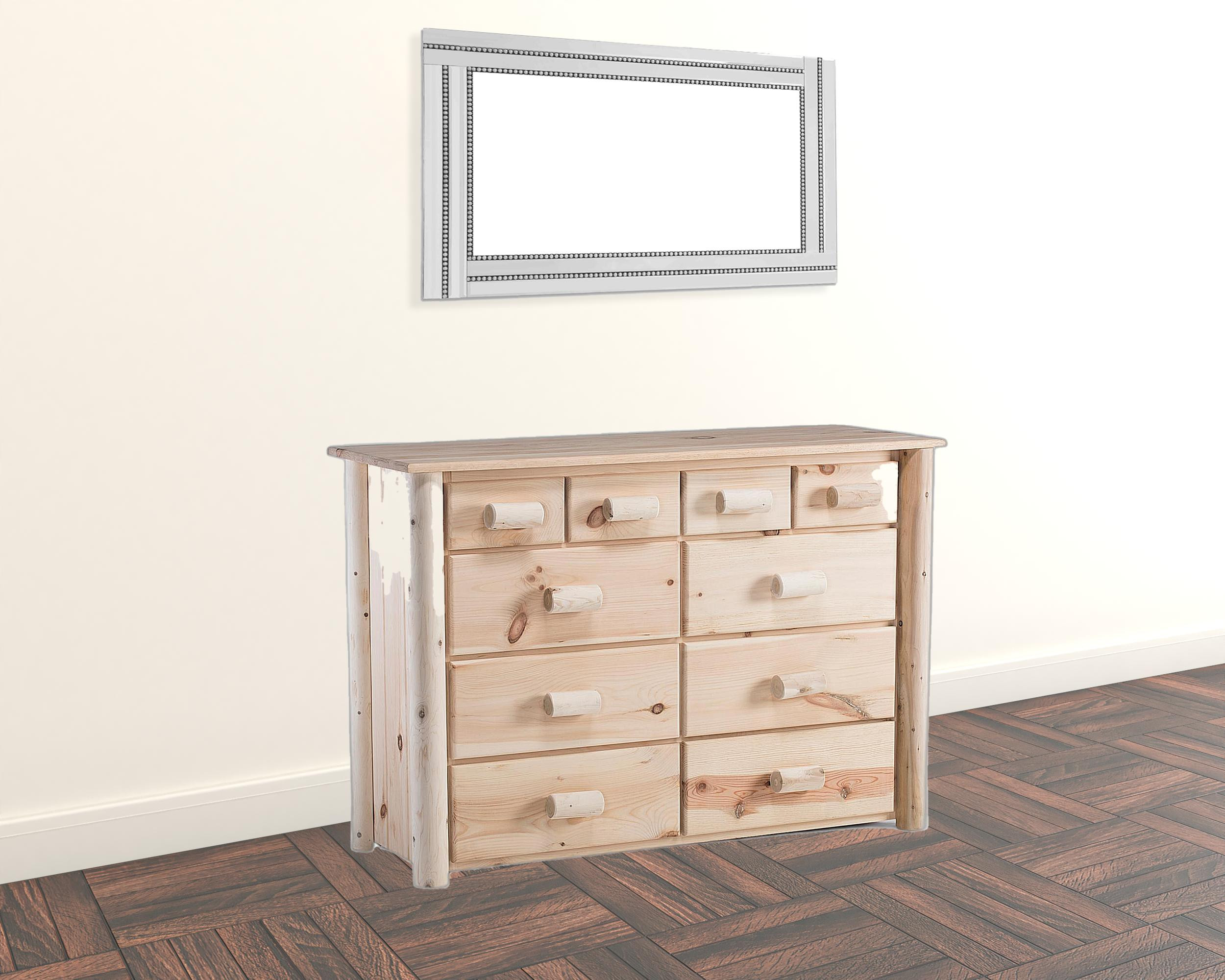 Natural Unfinished Wood Ten Drawer Dresser