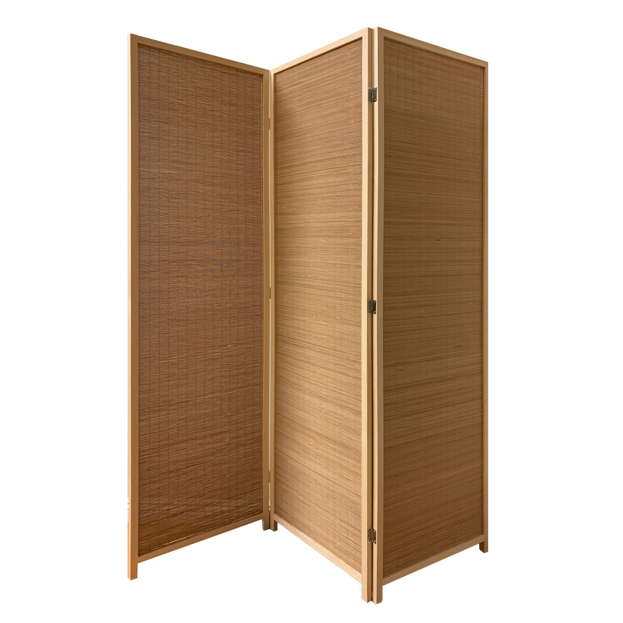 6" Light Bamboo 3 Panel Room Divider Screen-370410-1