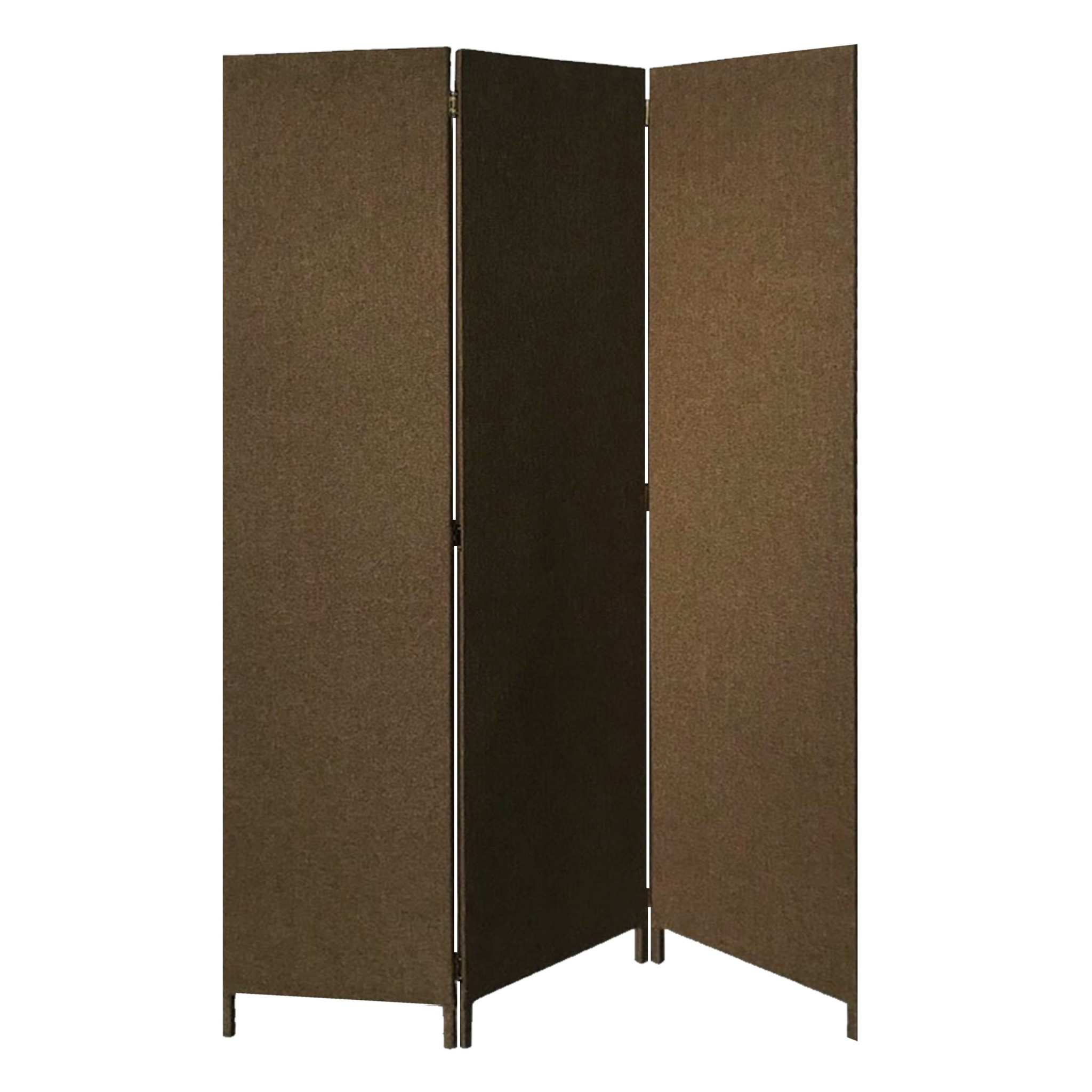Brown Upholstered 3 Panel Room Divider Screen-370414-1