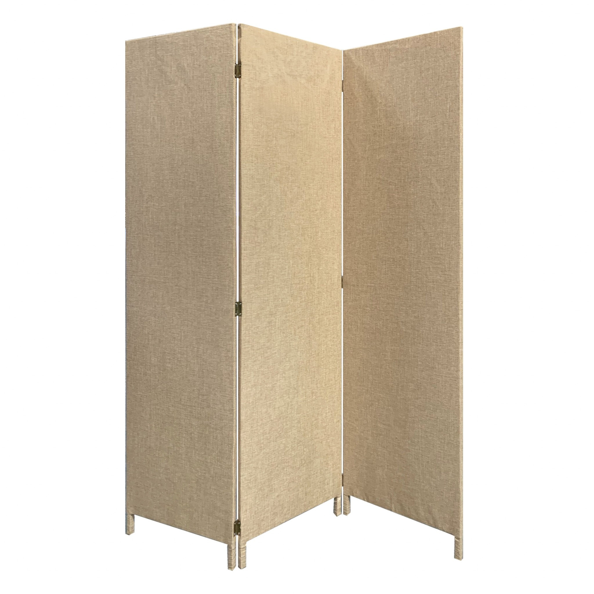 Beige Upholstered 3 Panel Room Divider Screen-370415-1