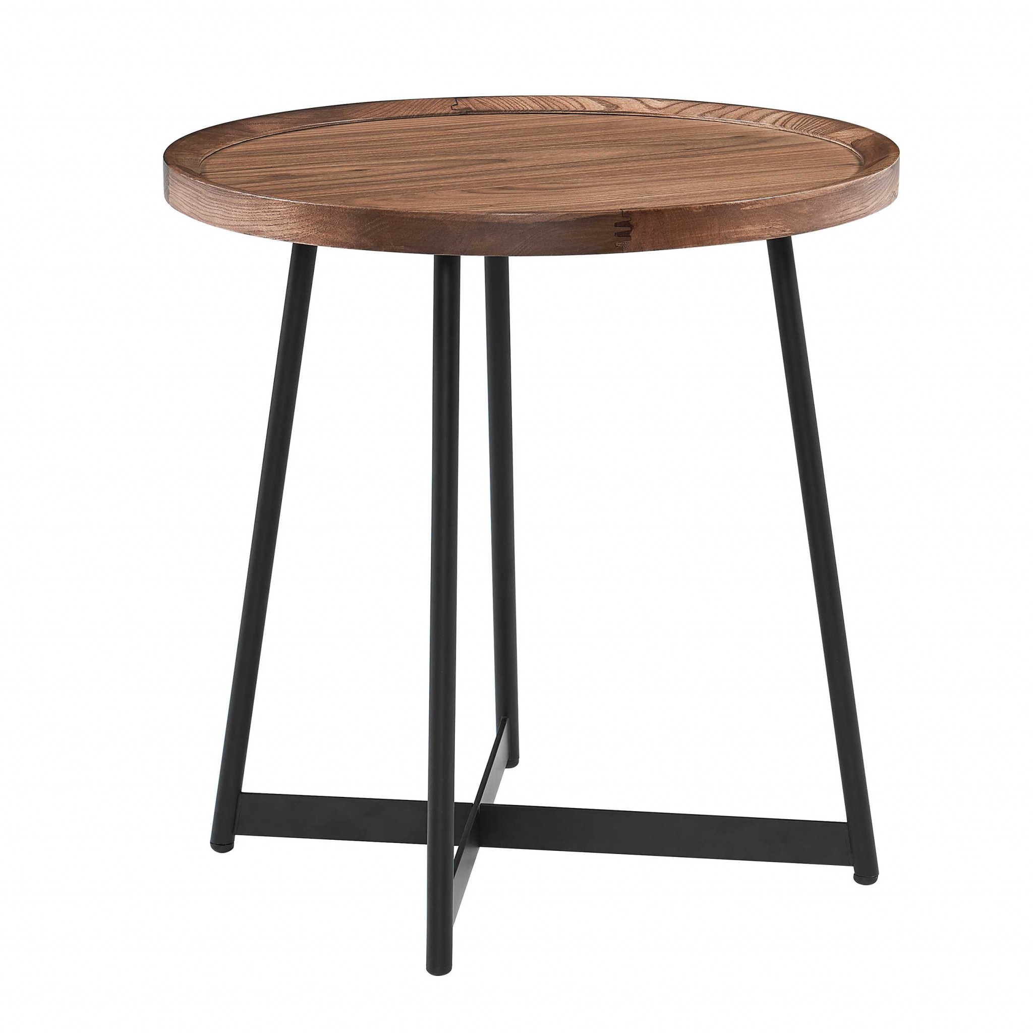 21.66"" X 21.66"" X 22.05"" Round Side Table In American Walnut And Black