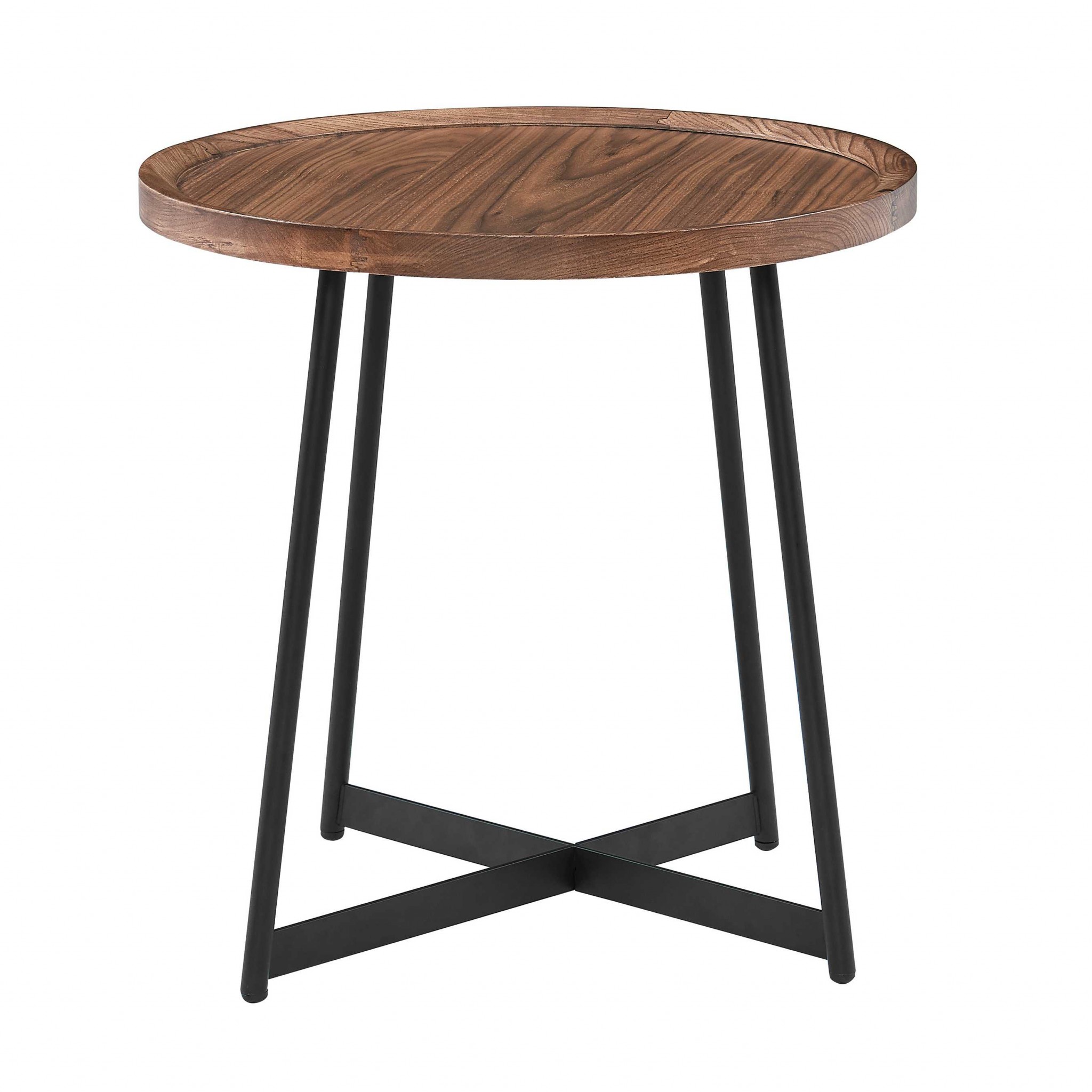 21.66"" X 21.66"" X 22.05"" Round Side Table In American Walnut And Black
