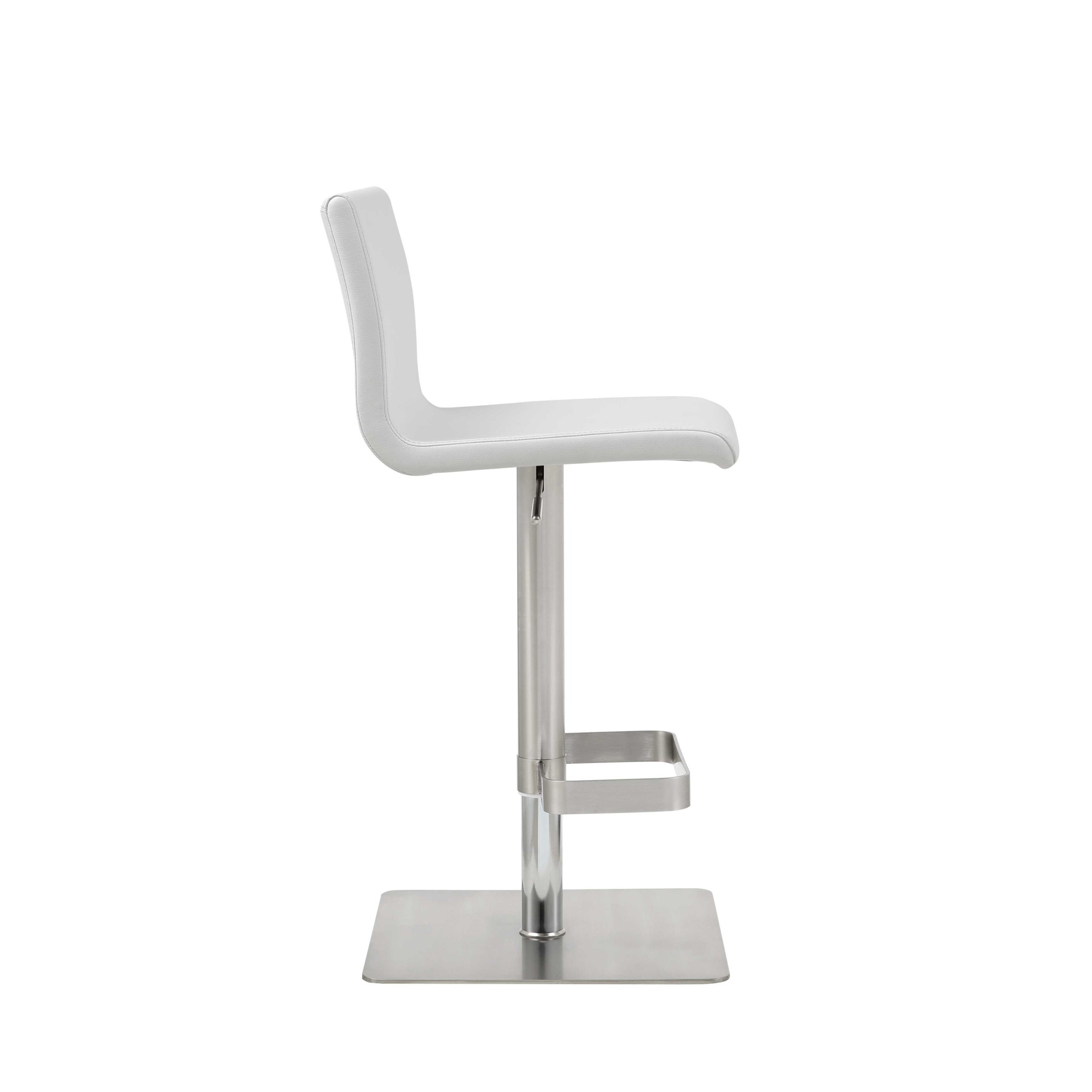 16.5" X 20" X 32-42" White Stainless Steel Bar Stool