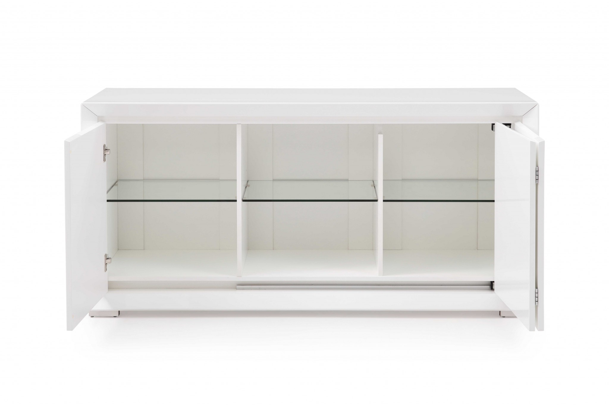 61" X 20" X 30" White Stainless Steel Buffet