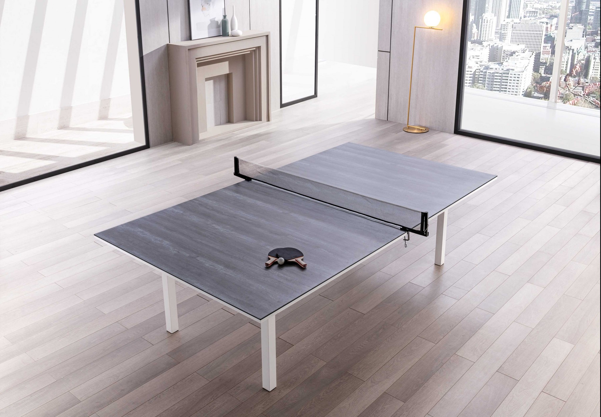 108" X 60" X 30" Light Gray Ceramic Dining and Table Tennis