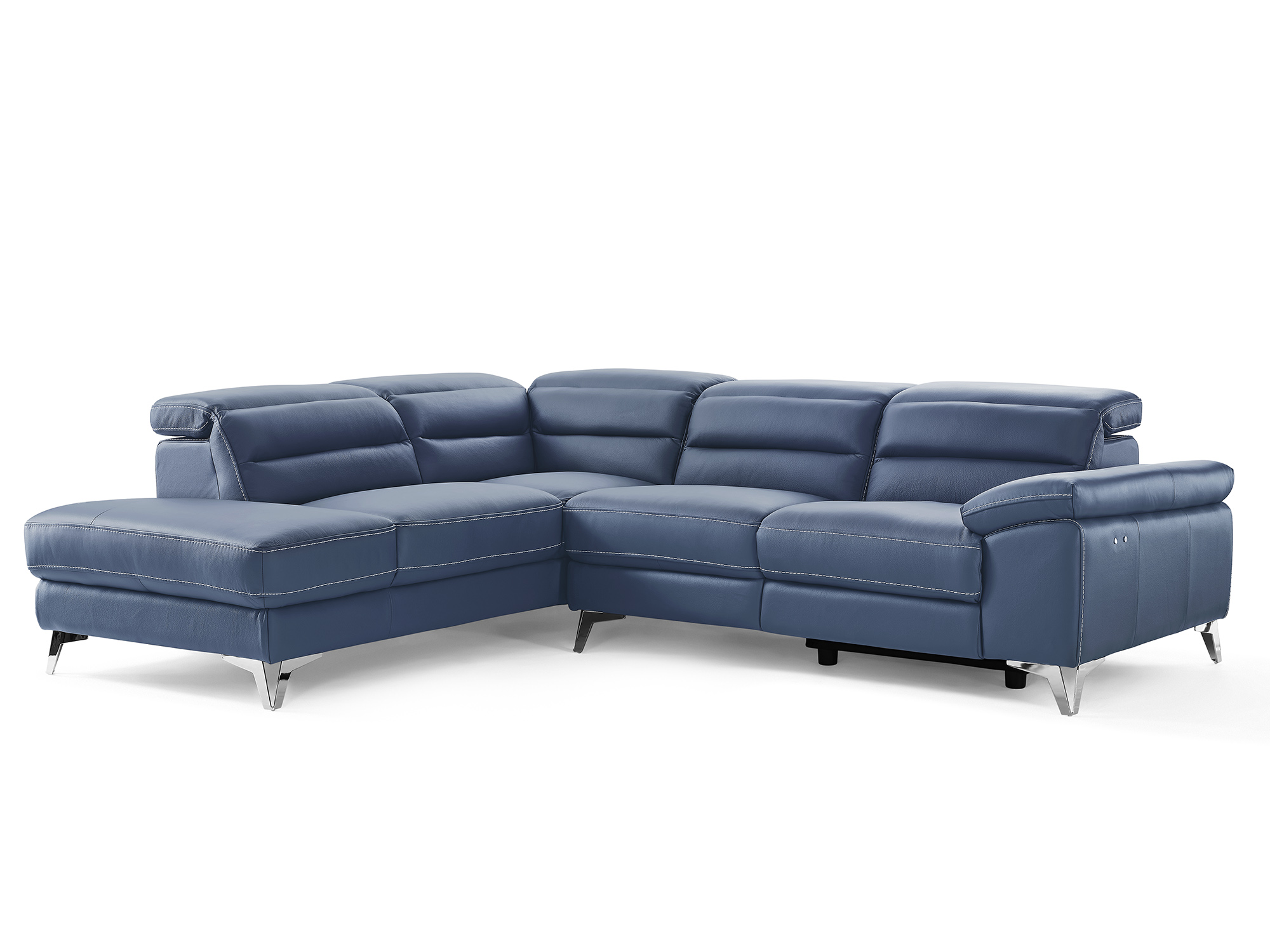 109" X 88" X 31" X 40" Navy Blue Leather Sectional