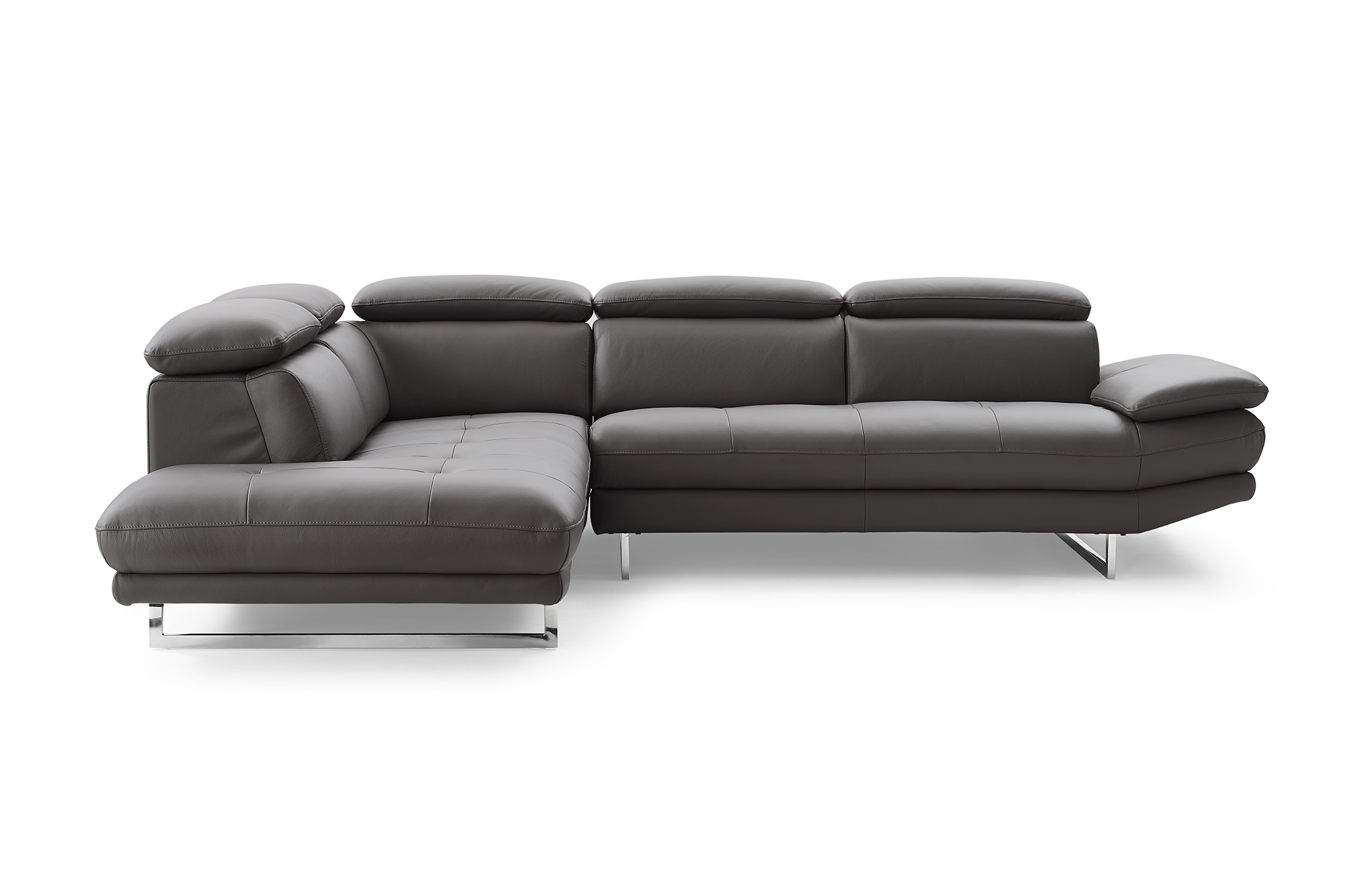 110" X 88" X 29"/37" Dark Gray Leather Sectional