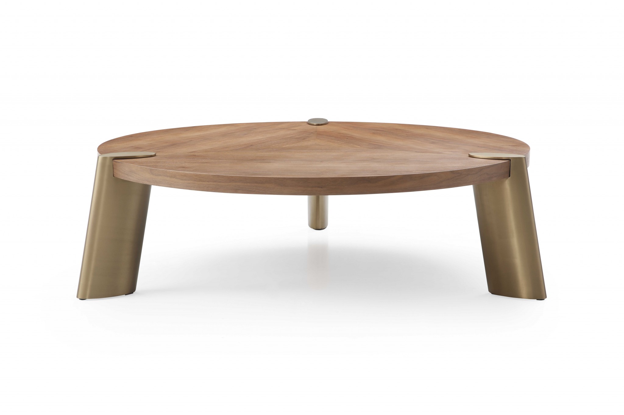 55" X 55" X 17" Walnut Stainless Steel Coffee Table