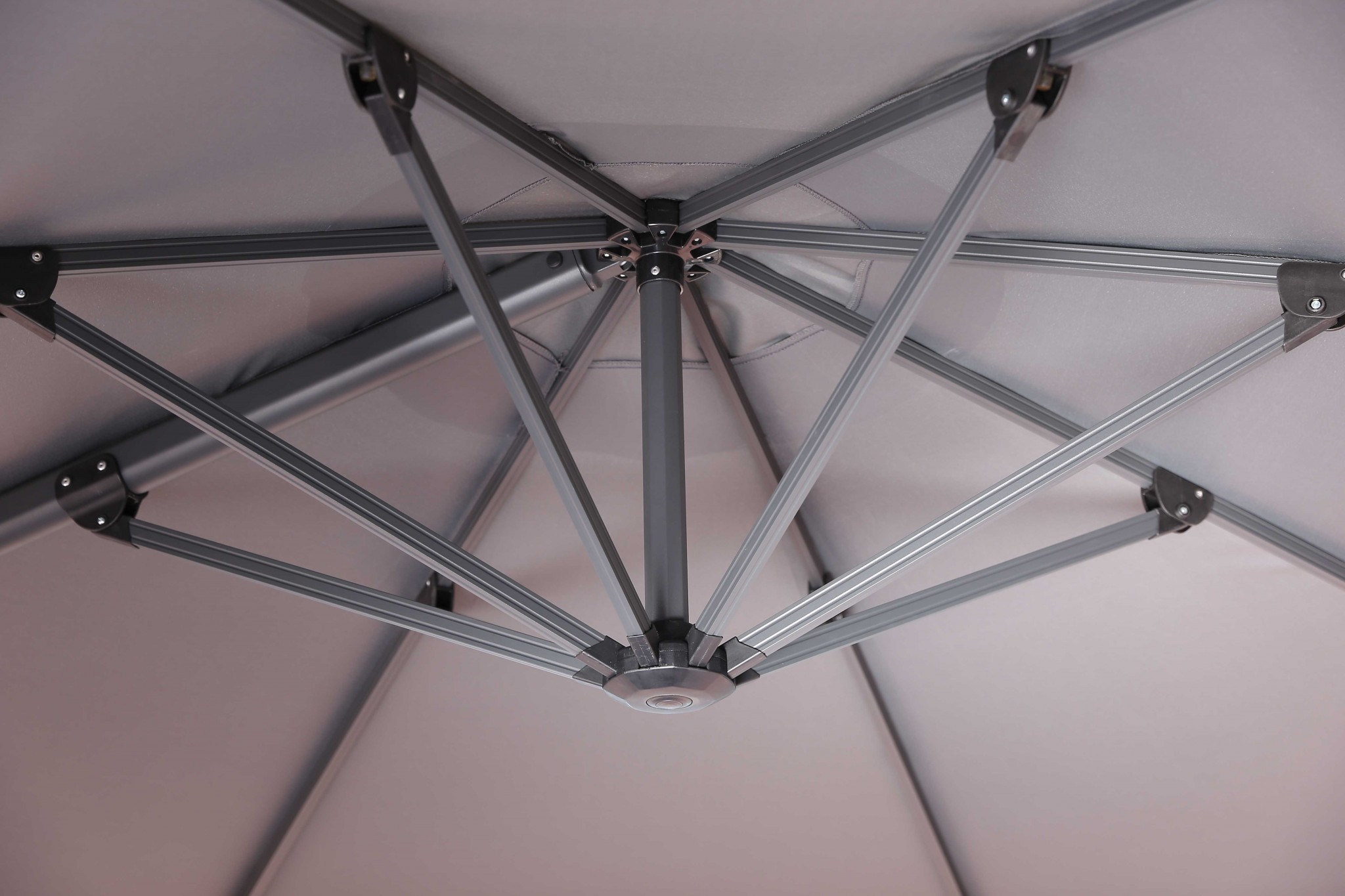 118" X 118" X 97" Gray Steel Standing Umbrella