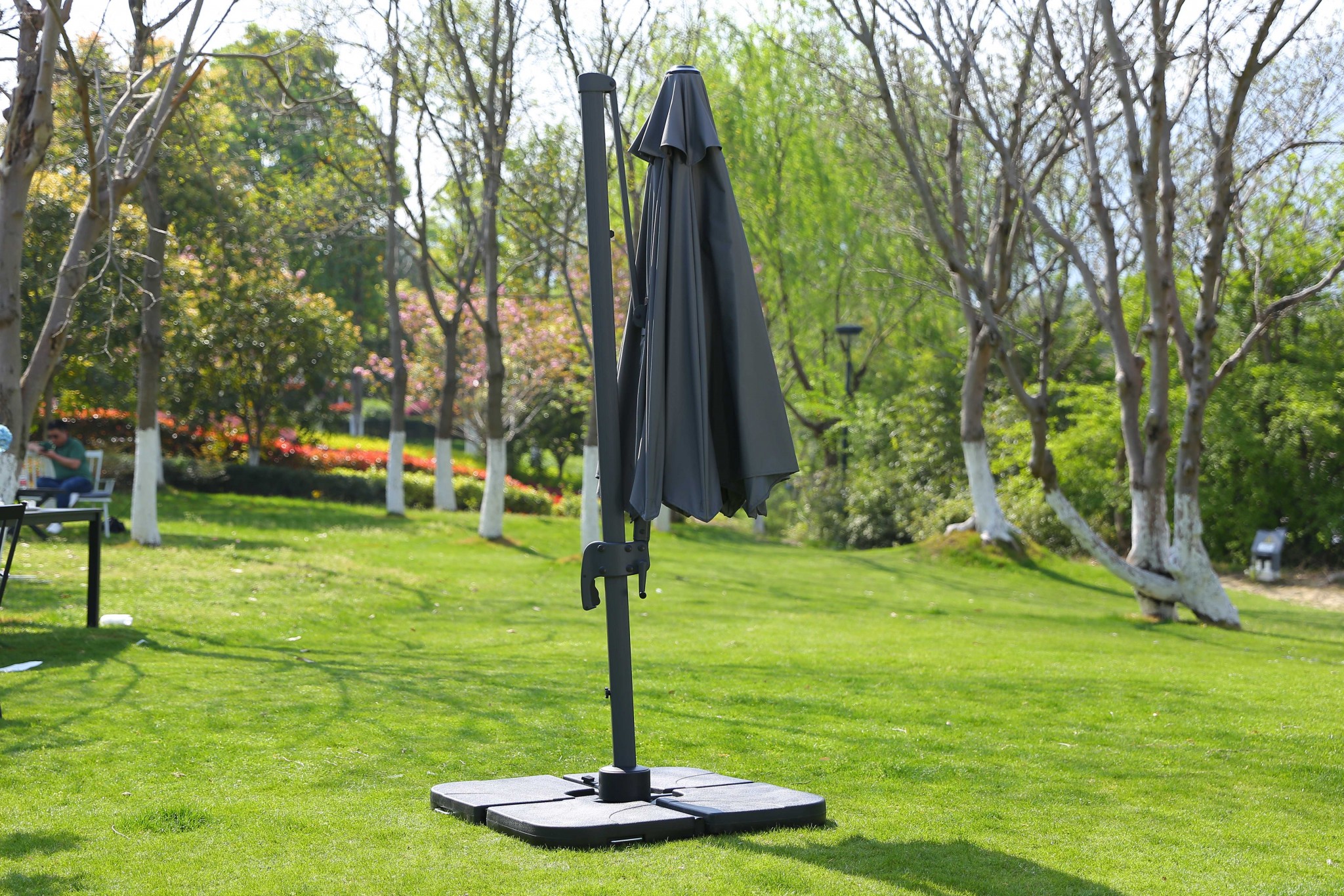 118" X 118" X 97" Gray Steel Standing Umbrella
