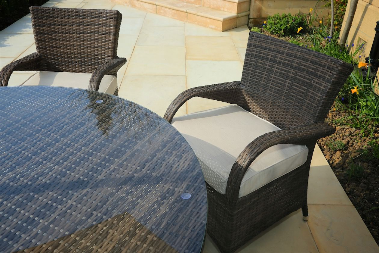 211" X 55" X 32" Brown 7Piece Outdoor Dining Set with Washed Cushion