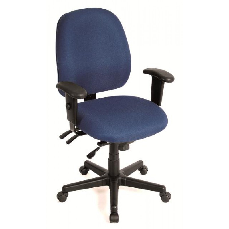 Navy Blue and Black Adjustable Swivel Fabric Rolling Office Chair-372332-1