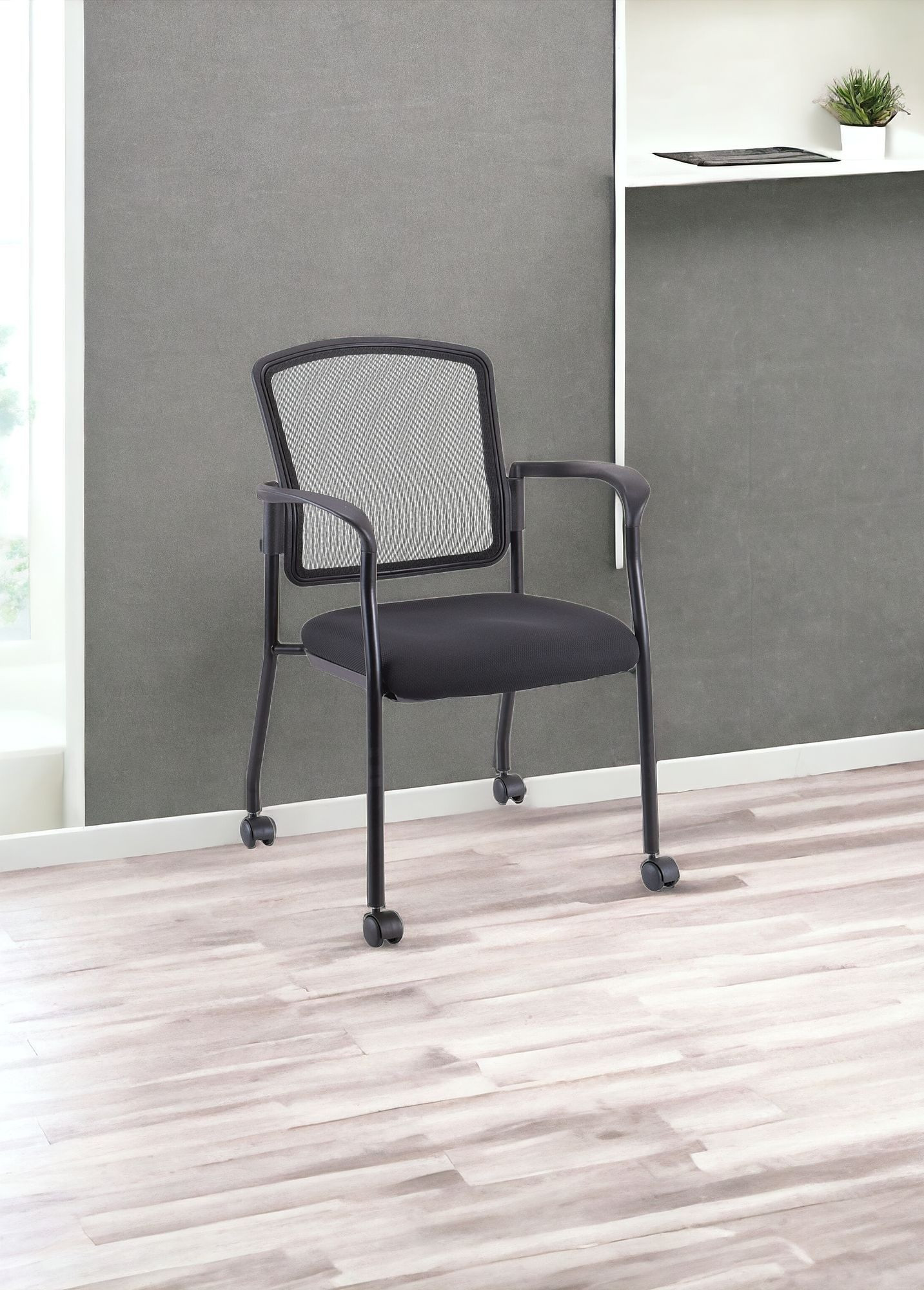 Black Mesh Rolling Office Chair-372335-1