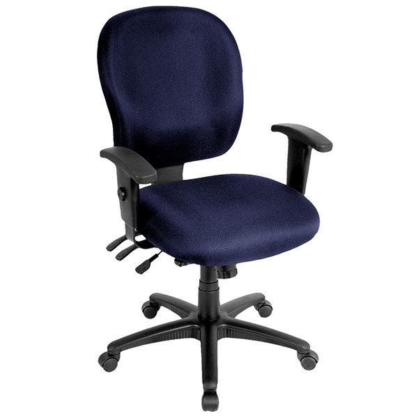 Navy Blue and Black Adjustable Swivel Fabric Rolling Office Chair-372357-1