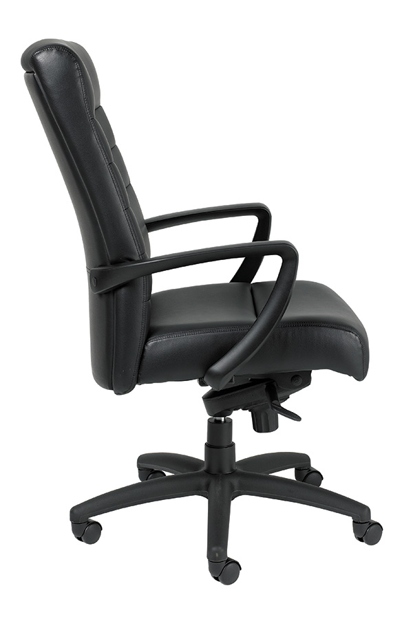 Black Adjustable Swivel Faux Leather Rolling Office Chair-372375-1