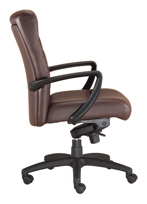Brown and Black Adjustable Swivel Faux Leather Rolling Office Chair-372376-1