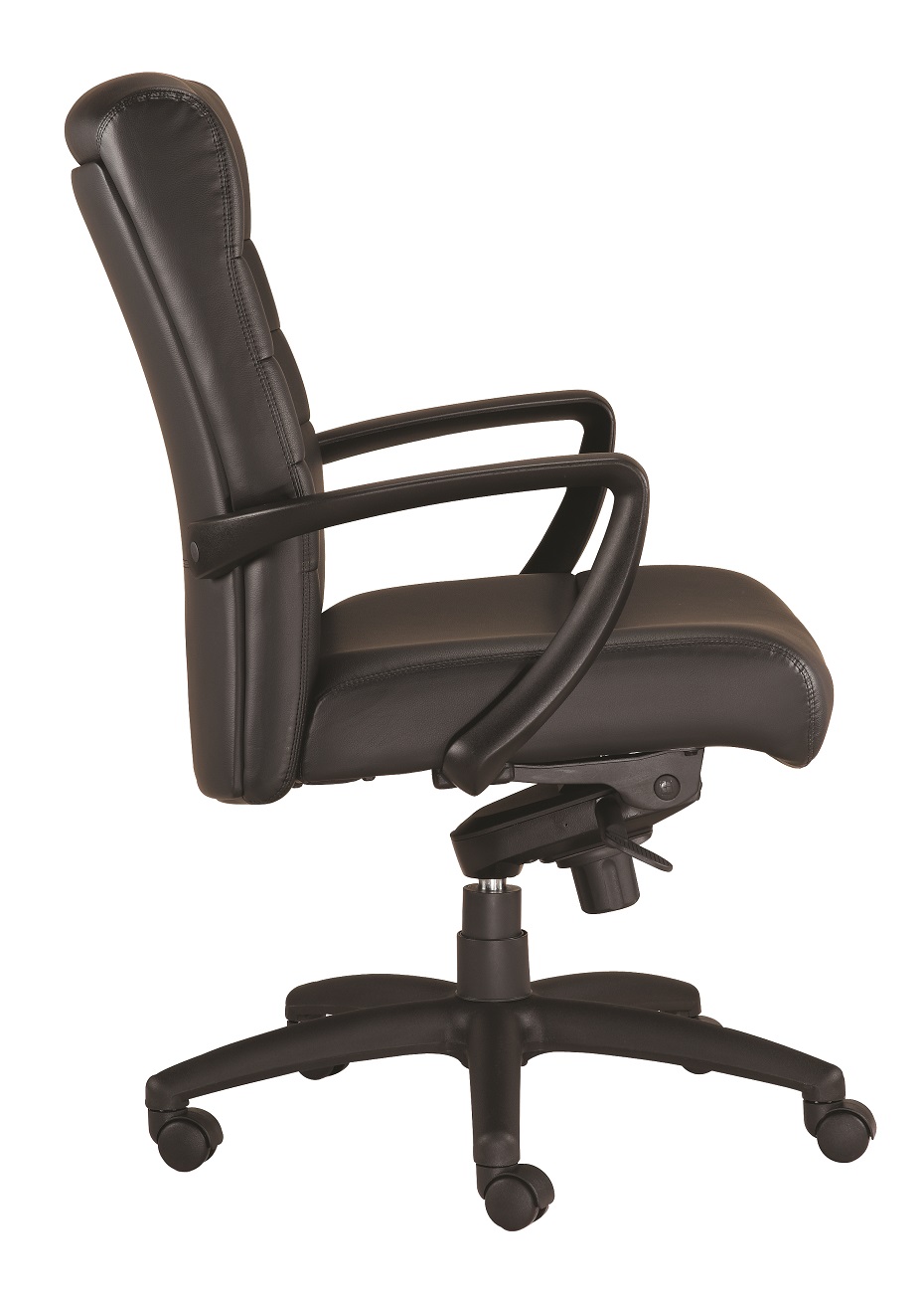 Black Adjustable Swivel Faux Leather Rolling Office Chair-372378-1