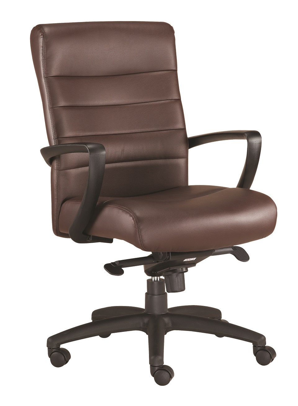 Brown and Black Adjustable Swivel Faux Leather Rolling Office Chair-372379-1