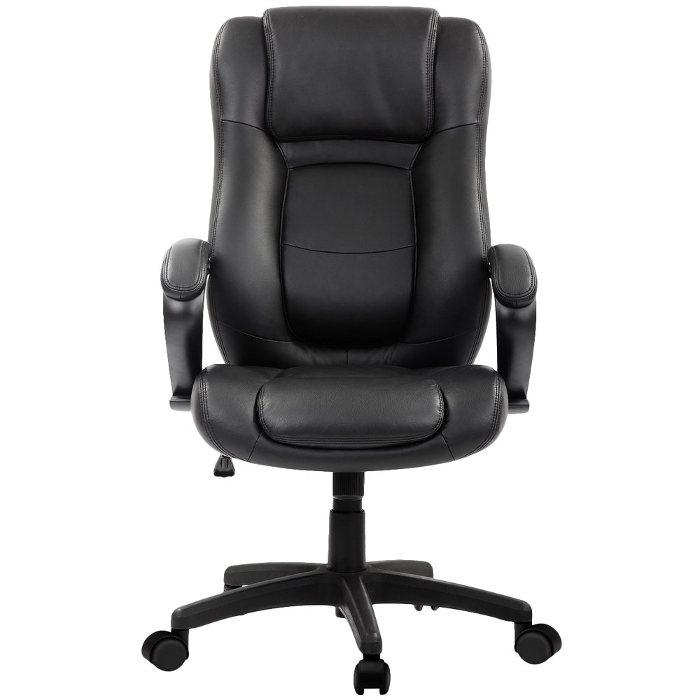 Black Adjustable Swivel Faux Leather Rolling Office Chair-372381-1