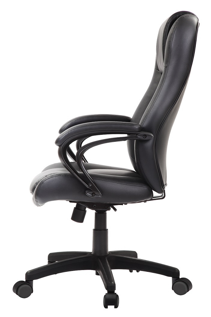 Black Adjustable Swivel Faux Leather Rolling Office Chair-372382-1