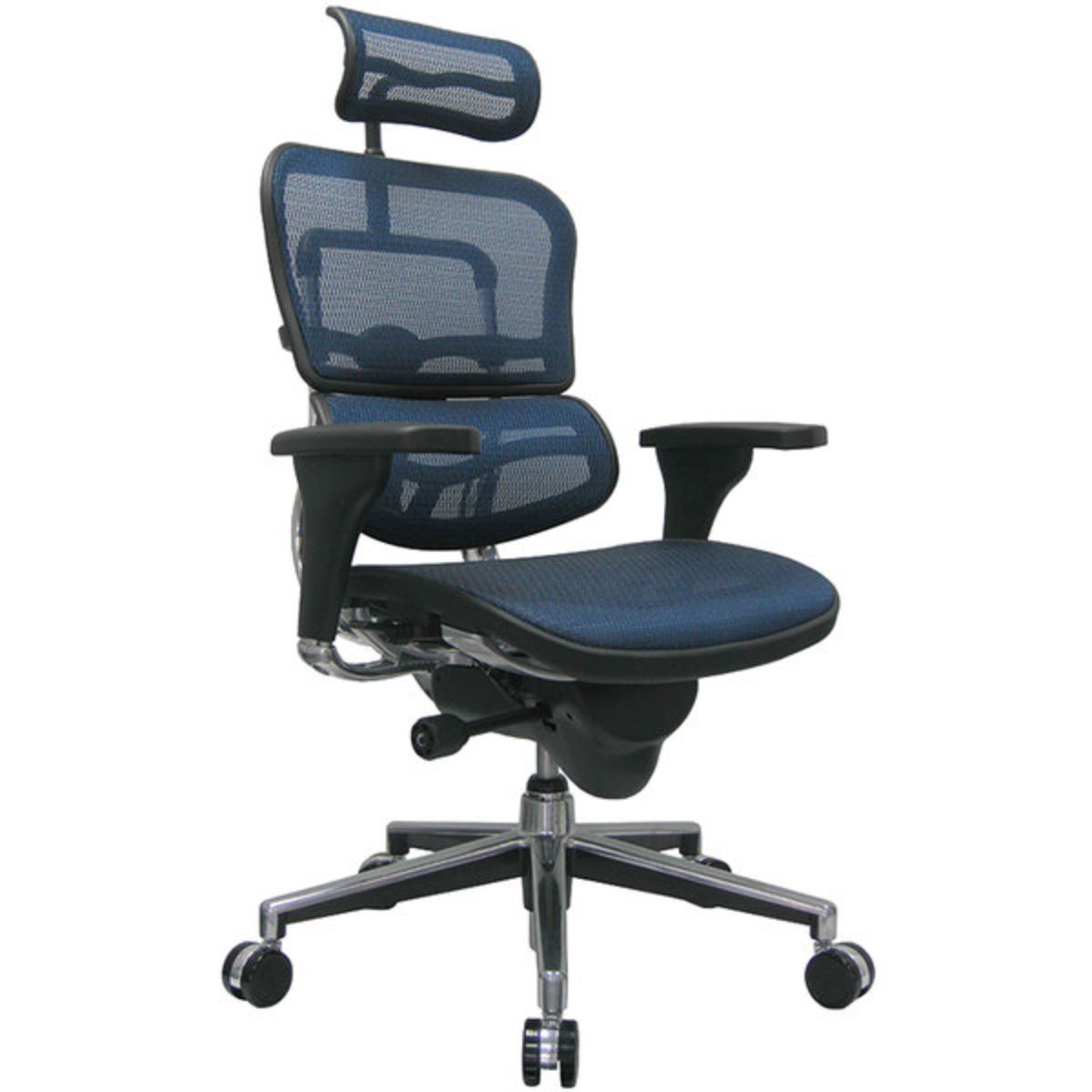 Blue and Silver Adjustable Swivel Mesh Rolling Executive Office Chair-372395-1