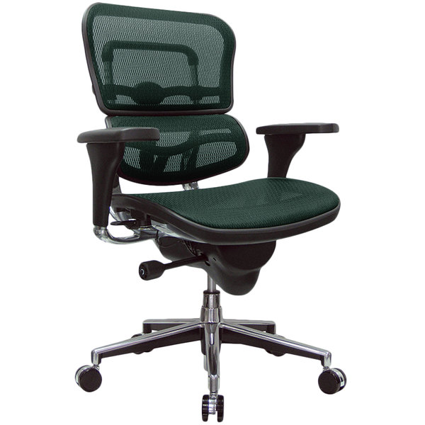 Green and Silver Adjustable Swivel Mesh Rolling Office Chair-372400-1