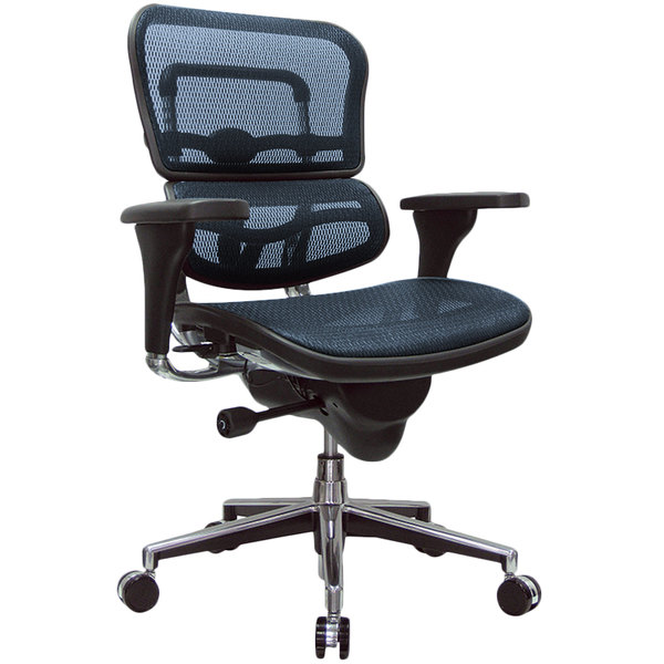 Blue and Silver Adjustable Swivel Mesh Rolling Office Chair-372401-1