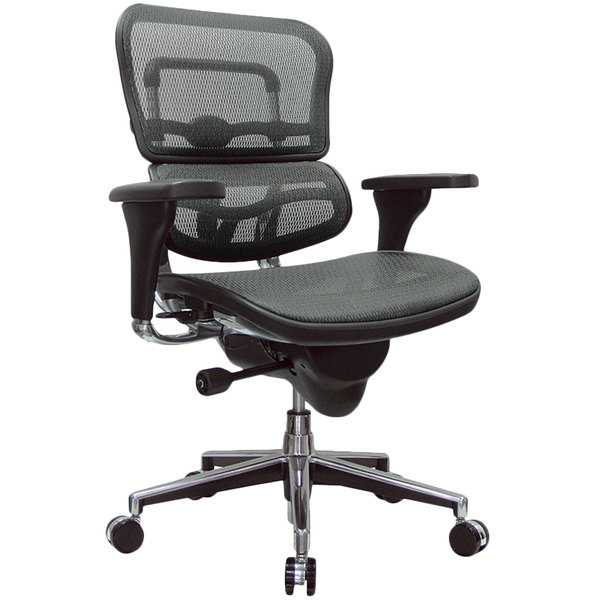 Gray and Silver Adjustable Swivel Mesh Rolling Office Chair-372403-1