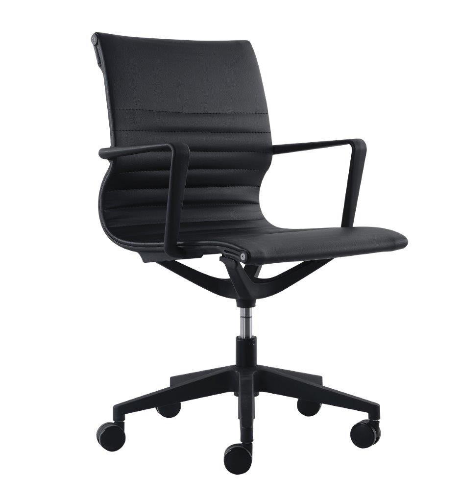 Black Adjustable Swivel Fabric Rolling Office Chair-372419-1