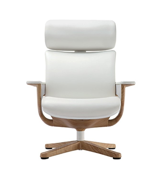 White and Dark Brown Swivel Faux Leather Executive Office Chair-372429-1