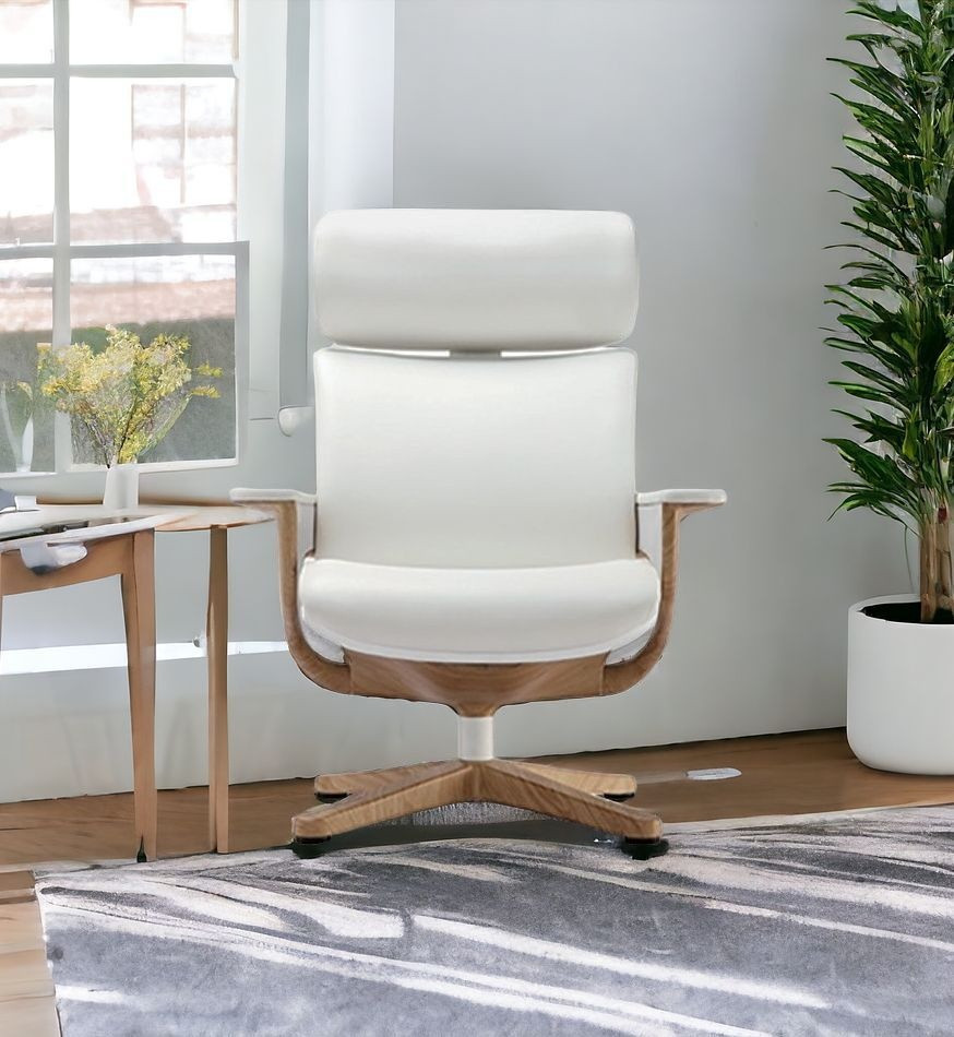 32.5" x 32.3" x 40.75" White Leather Chair