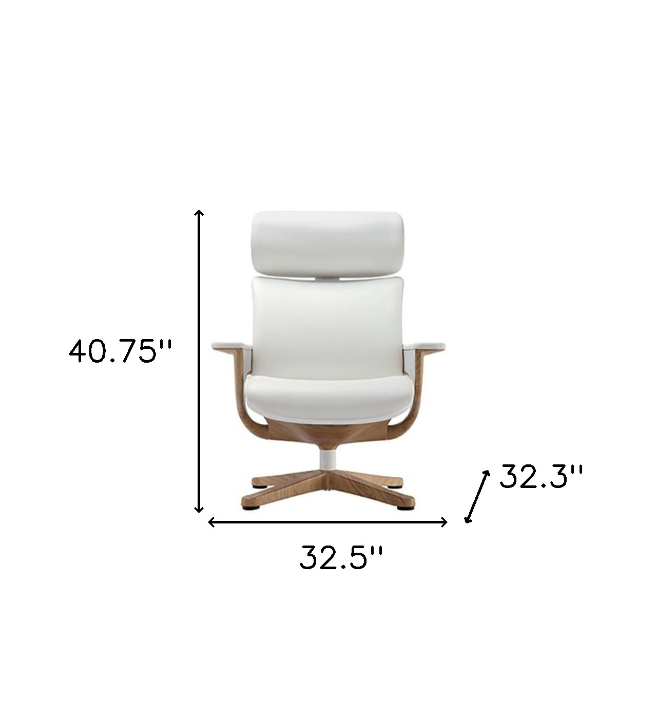 32.5" x 32.3" x 40.75" White Leather Chair