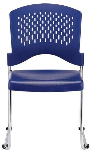 Set of Four Navy Blue and Silver Plastic Office Chair-372438-1