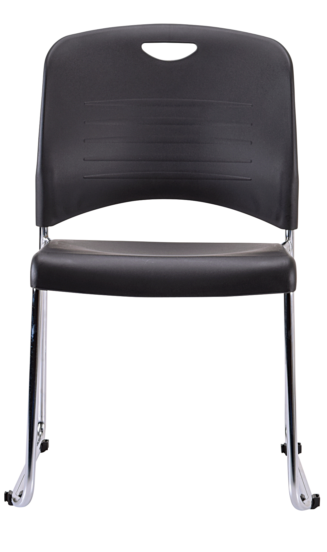 Set of Four Black and Silver Plastic Office Chair-372439-1